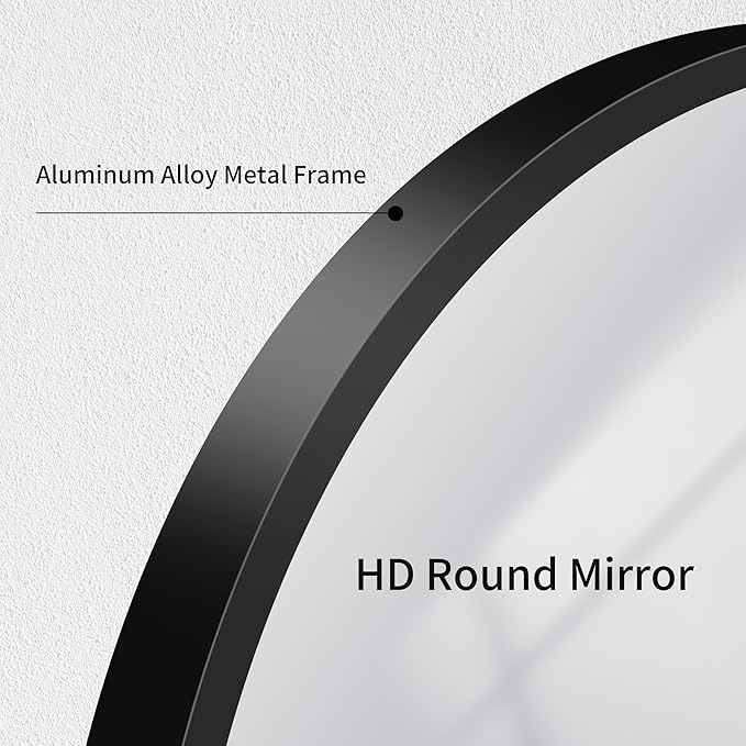 Black Round Mirror, 48 inch Large Circle Mirrors, Oversized Round Bathroom - Image 7