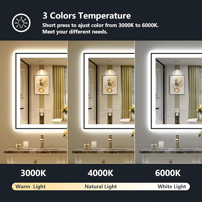 44x30 Inch LED Bathroom Mirror - Image 5