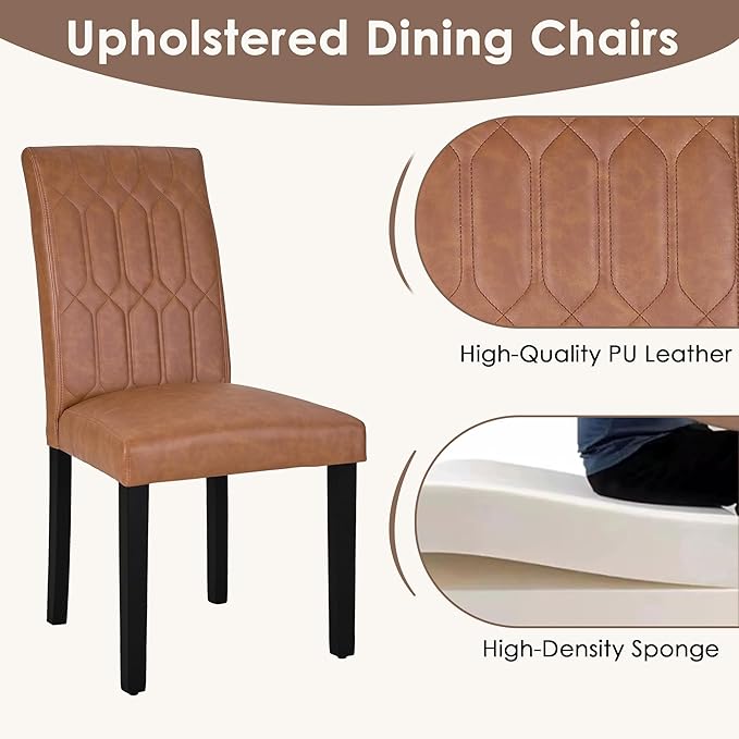 VECELO Upholstered Dining Chairs Set of 4, Modern PU Leather Accent Parsons - Image 4