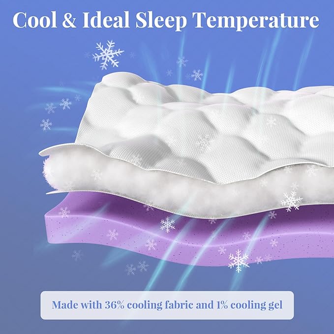 OhGeni Cooling 4 inch Dual Layer Queen Mattress Topper, 2 inch Cooling Gel - Image 2