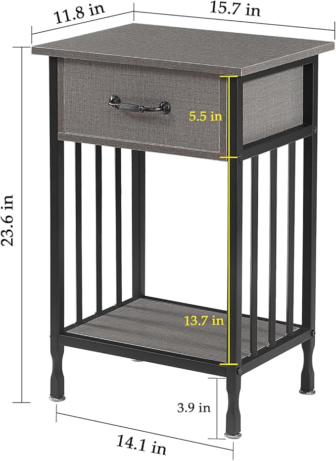 VECELO Nightstands, Industrial Side Table/End Tables - Image 3