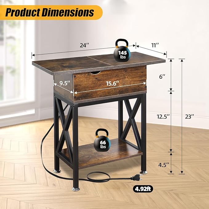 TooCust End Tables Living Room Set of 2, Side Table - Image 3