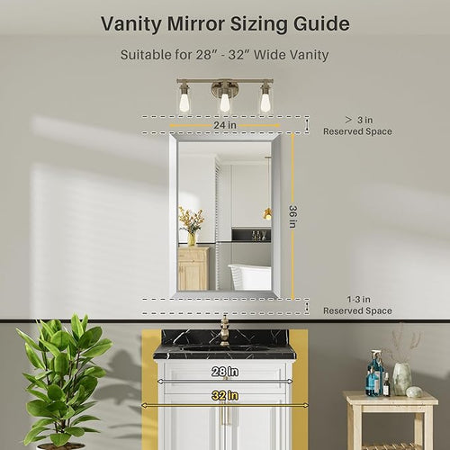 24x36 Inch Silver Bathroom Mirror - Image 2