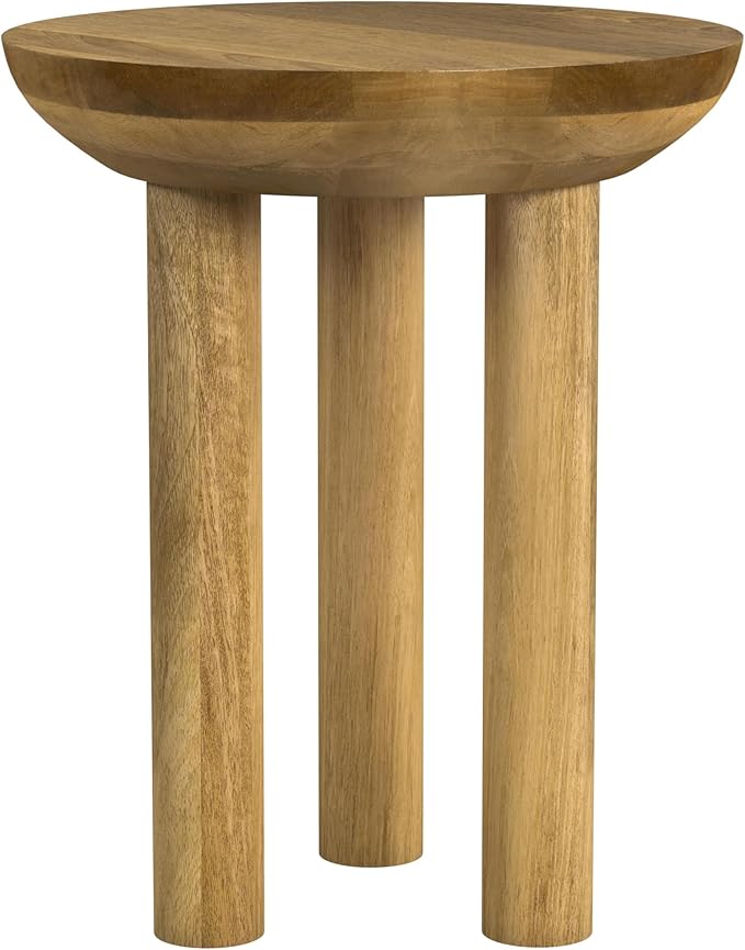 Natural Mango Wood 3-Leg End/Side Round Table by Spatial+Order