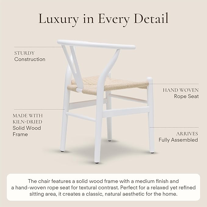 POLY & BARK Weave Dining Chair – Mid-Century Modern Wishbone Dining Chair - Image 5