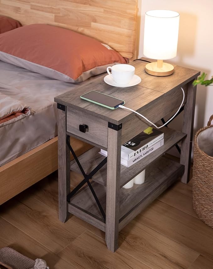 Narrow End Table with Charging Station - Image 5