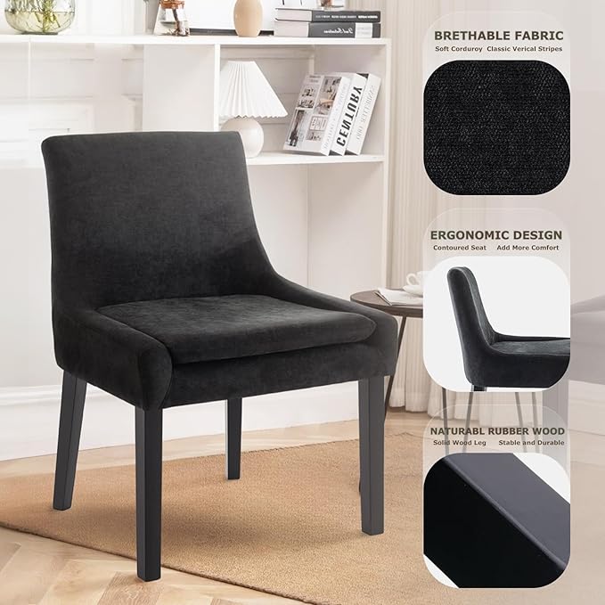 COLAMY Modern Dining Chairs Set of 6, Upholstered Corduroy Accent Side Leisure - Image 6
