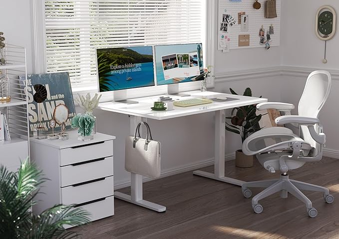 Claiks Small Glass Standing Desk, 35x20 Inch Electric Standing Desk Adjustable - Image 2