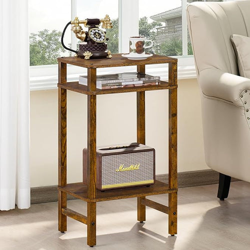 28in Tall Side Table 3-Tier Small Narrow End Table - Image 2