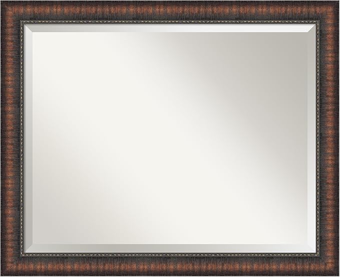 Amanti Art Brown Wall Mirror 26x32 Caleb Brown Rectangle Bathroom Mirror by AmantiArt