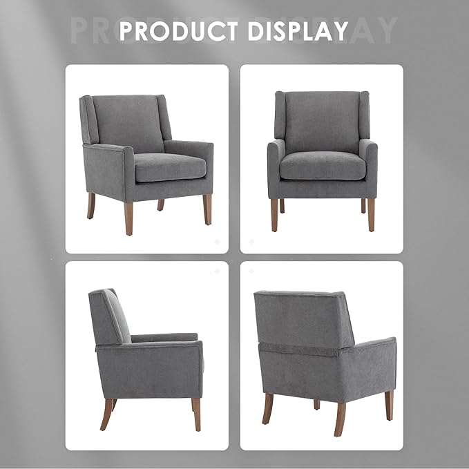 COLAMY Modern Wingback Living Room Chair, Upholstered Fabric Accent Armchair - Image 5