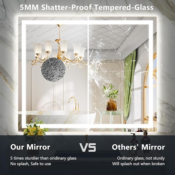 48x40 Inch LED Bathroom Mirror - Image 6