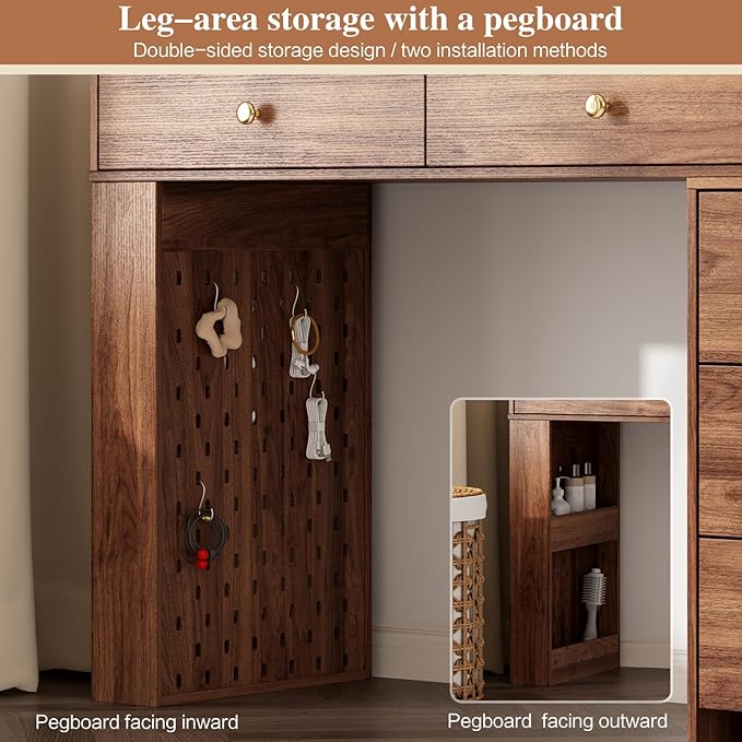 Large Makeup Vanity Desk with Mirror and Lights, Vanity Desk with 8 Drawers & - Image 5