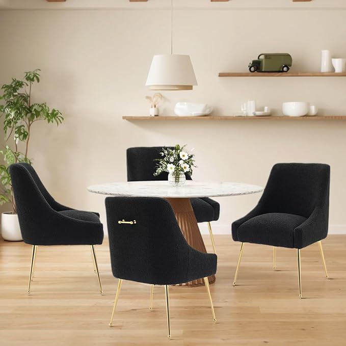 Modern Velvet Dining Chairs Set of 4, Contemporary Upholstered Furniture - Image 2