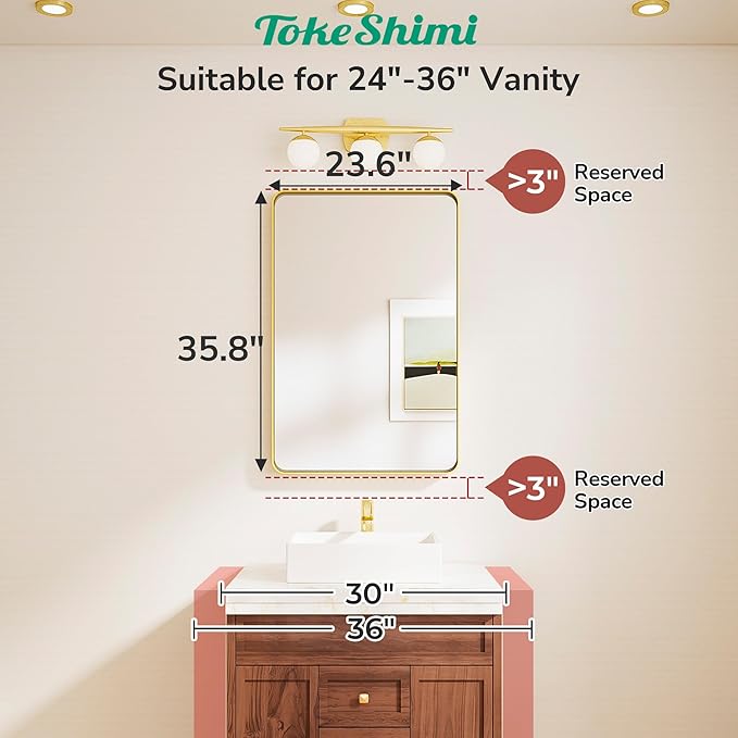 TokeShimi 24x36 Black Bathroom Mirror, Wall Mirror - Image 2