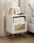 Masupu Rattan Nightstand, Modern Boho Farmhouse Wood Bedside Table by Masupu