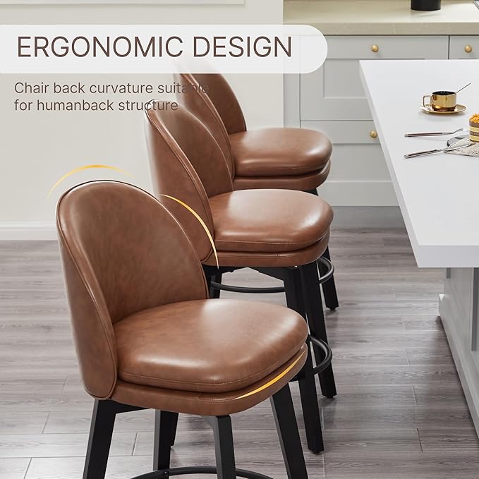 Counter Height Barstools 26 inch Upholstered Swivel Bar Stools - Image 6