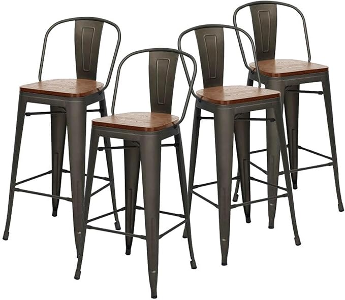 Changjie Furniture 30 Inches Metal Barstools Set of 4 Counter Height Bar Stools - Image 3