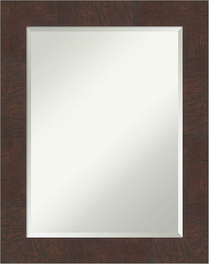 Amanti Art Brown Wall Mirror 29x23 Wildwood Brown Rectangle Bathroom Mirror by AmantiArt