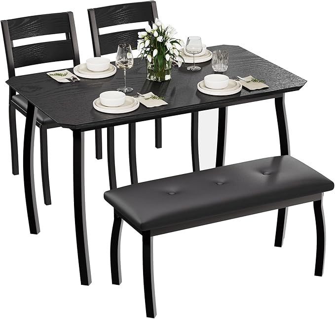4 Piece Farmhouse Dining Table Set by SLEKVERSA