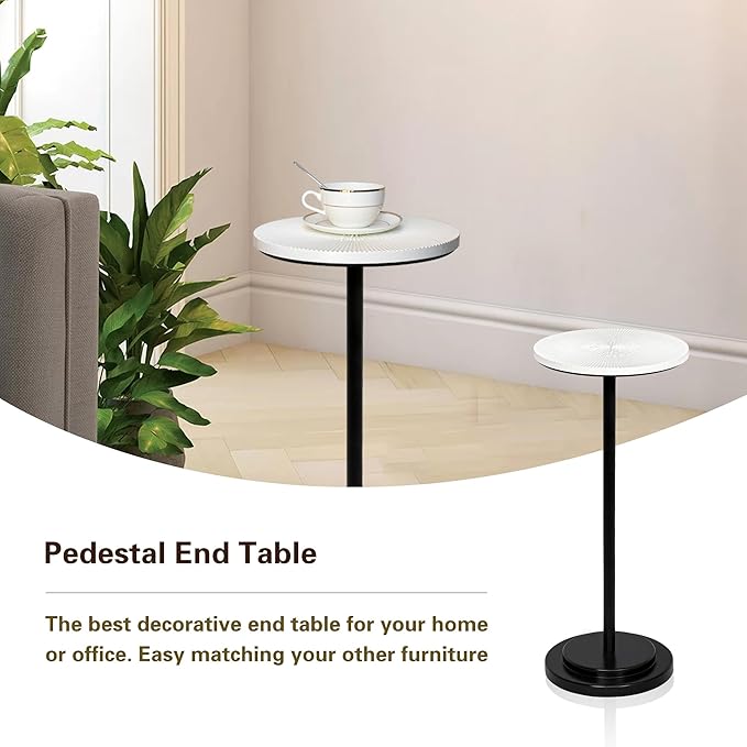 Drink Table Set of 2, Weighted Base Pedestal Table, Martini Table, Small Side - Image 3