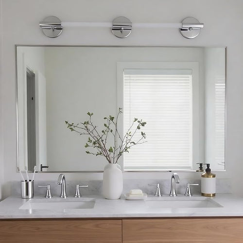 27x40 Inch Nickel Bathroom Mirror - Image 2