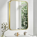 Matte Gold Mirror, 16x24 Inch Brushed Gold Mirror, Aluminum Alloy Framed Vanity by CLBA