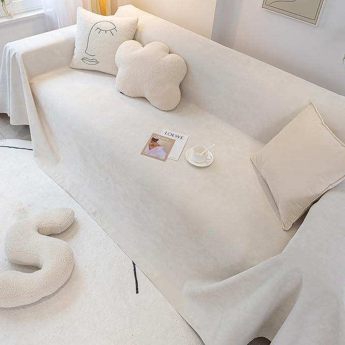 STACYPIK Waterproof Ivory White Sofa Covers Couch Cover - Image 2
