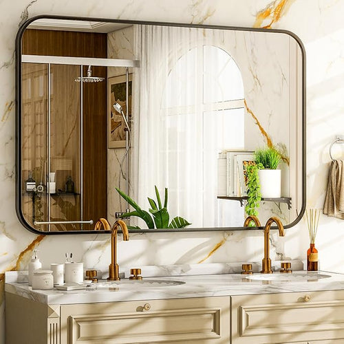 26 x 38 Inch Bathroom Mirror, Rounded Rectangular Vanity Mirror by EASLY
