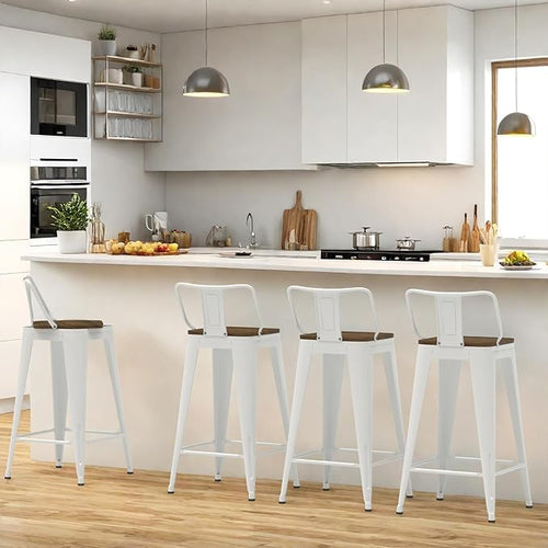 24 Inch Swivel Bar Stools Set of 4, Counter Height Bar Stools by Homvinax
