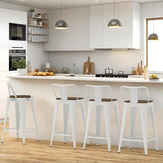 30 Inch Swivel Bar Stools Set of 4, Counter Height Bar Stools by Homvinax