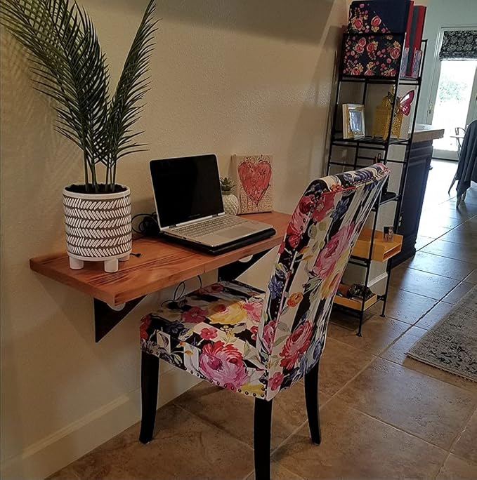 Industrial Rustic Wall-Mounted Drop-Leaf Table, Dining Table Desk, Pine Wood - Image 5