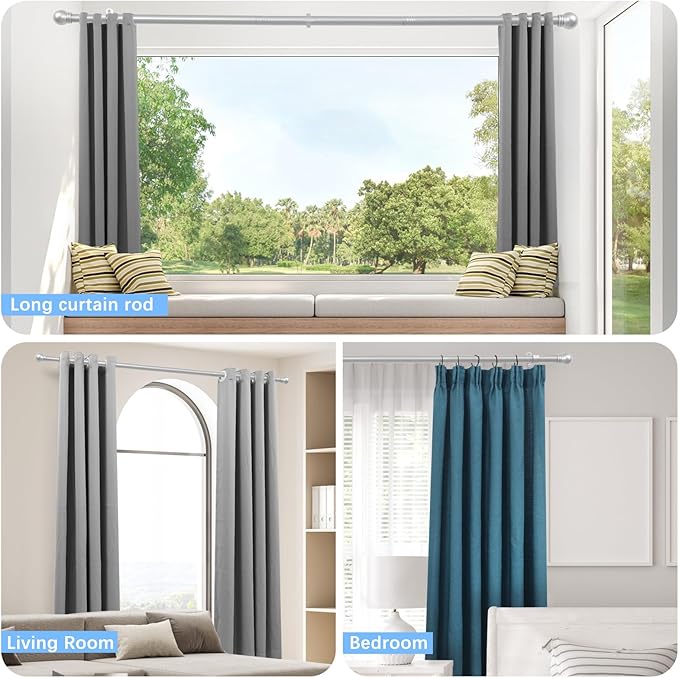 Curtain Rods for Windows 16 to 48 Inches, Curtain Rod Max Adjustable Length of - Image 6