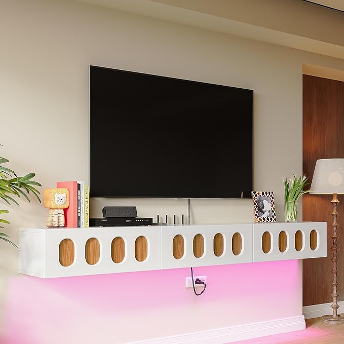 Floaticase Fully Assembled Floating TV Stand, 47IN High Gloss Wall Mounted - Image 8