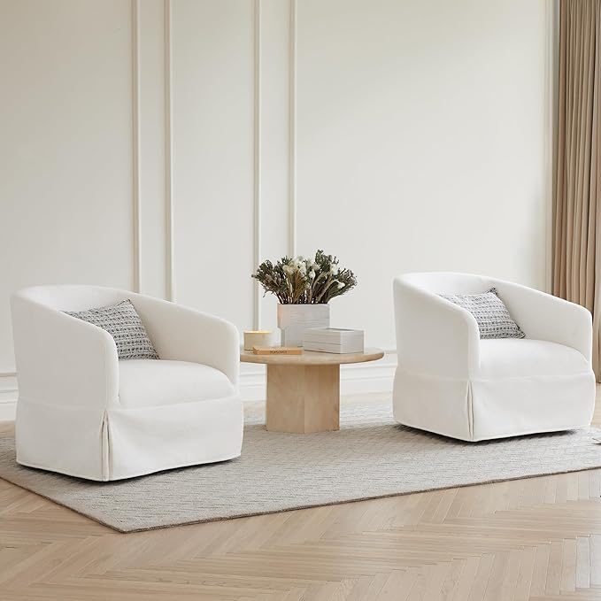 Swivel Accent Chair, 360 Degree Performance Fabric Armchair Modern Barrel - Image 7
