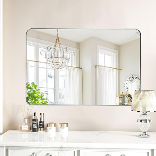 24x36 Inch Silver Bathroom Mirror - Image 2