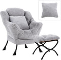 Lazy Chair with Ottoman, Modern Large Accent Lounge Chair with a Pillow by HomeEastllyHome