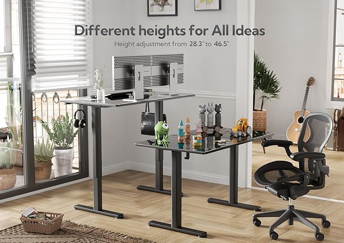 Claiks Glass Standing Desk, 48x24 Inch Electric Standing Desk Adjustable Height - Image 5