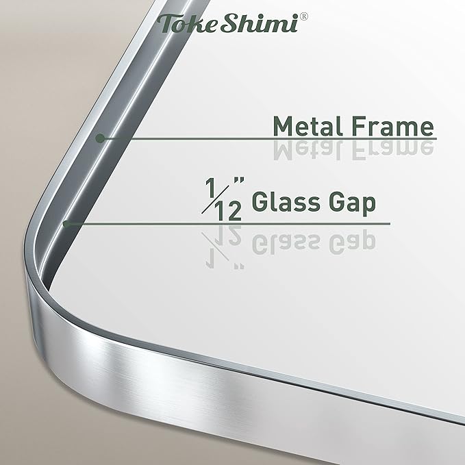 TokeShimi 24 x 36 Inch Brushed Silver Bathroom Mirror - Image 6