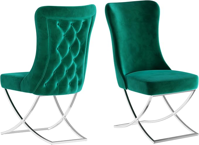 Ottomanson Royal Dining Chairs Set of 8 – Upholstered Tufted Microfiber by Ottomanson