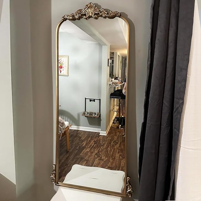 WAMIRRO Arched Mirror, Vintage Black Traditional Vintage Ornate Baroque Mirrors - Image 2