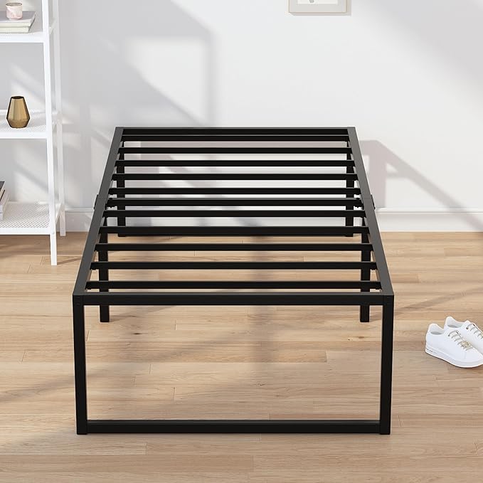 EMODA 16 Inch Narrow Twin Bed Frame 30x75, Heavy Duty Metal Platform No Box by EMODA