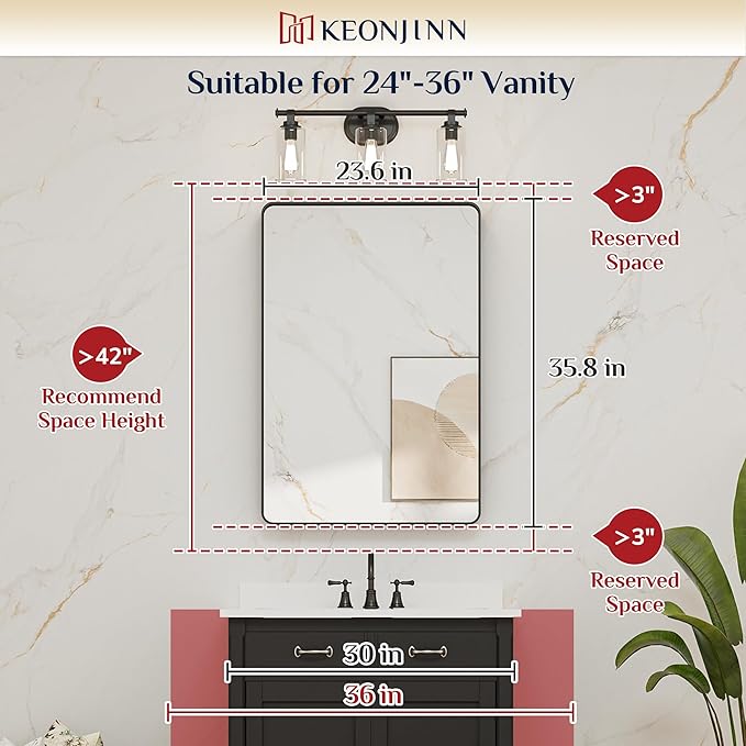 Keonjinn White Bathroom Vanity Mirror - Image 6