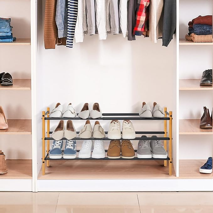 STORAGE MANIAC Expandable Shoe Rack, 16 Pairs Stackable Small Shoe Rack - Image 2