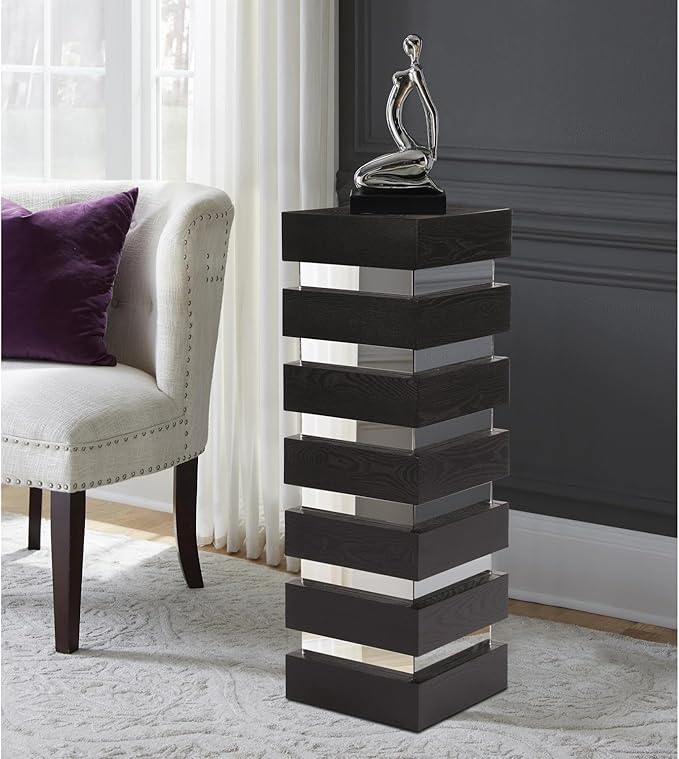 Howard Elliott Stepped Pedestal Accent Table, Small Space Pedestal Table - Image 8