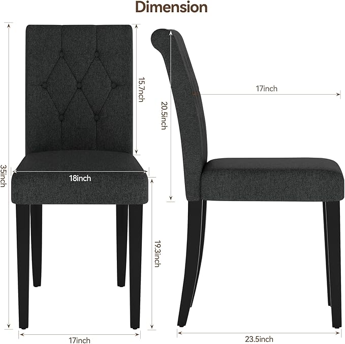 Upholstered Dining Chairs Set of 4, Button Tufted Parsons Dining Chair - Image 2