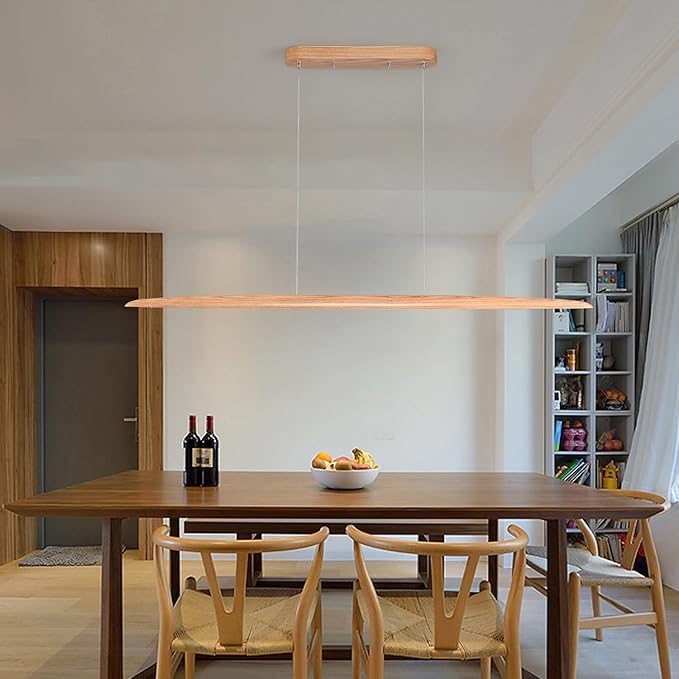 51" 36W Wood LED Linear Pendant Light Fixture Led Dining Room Light Dimmable - Image 3