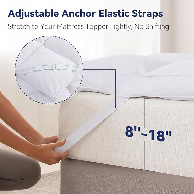 3 Inch White Goose Feather Mattress Topper, King Feather Bed Topper, Mattress - Image 4