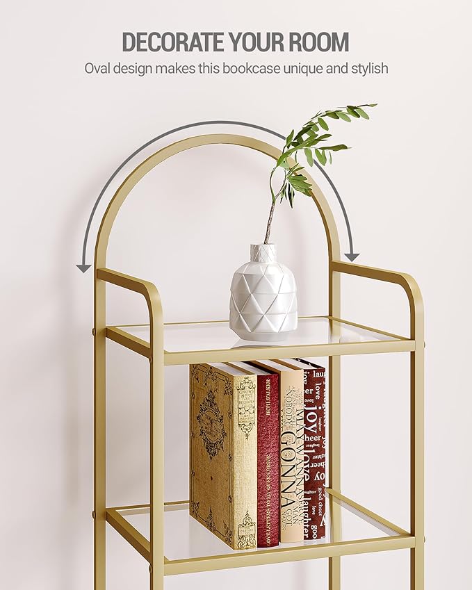 Bookcase Bookshelf, Tempered Glass Bookshelves, Slim Shelving Unit - Image 6