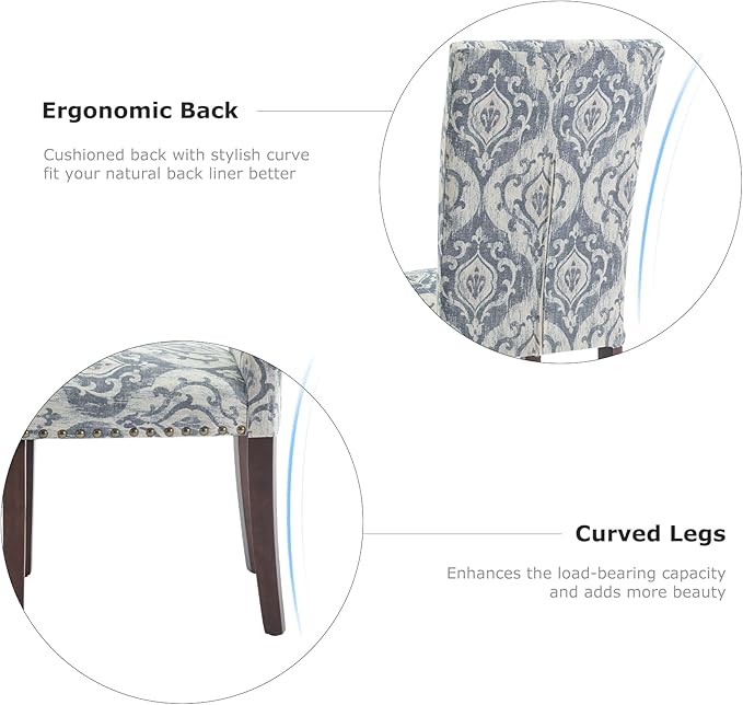 COLAMY Upholstered Parsons Dining Chairs Set of 6, Fabric Dining Room Kitchen - Image 7
